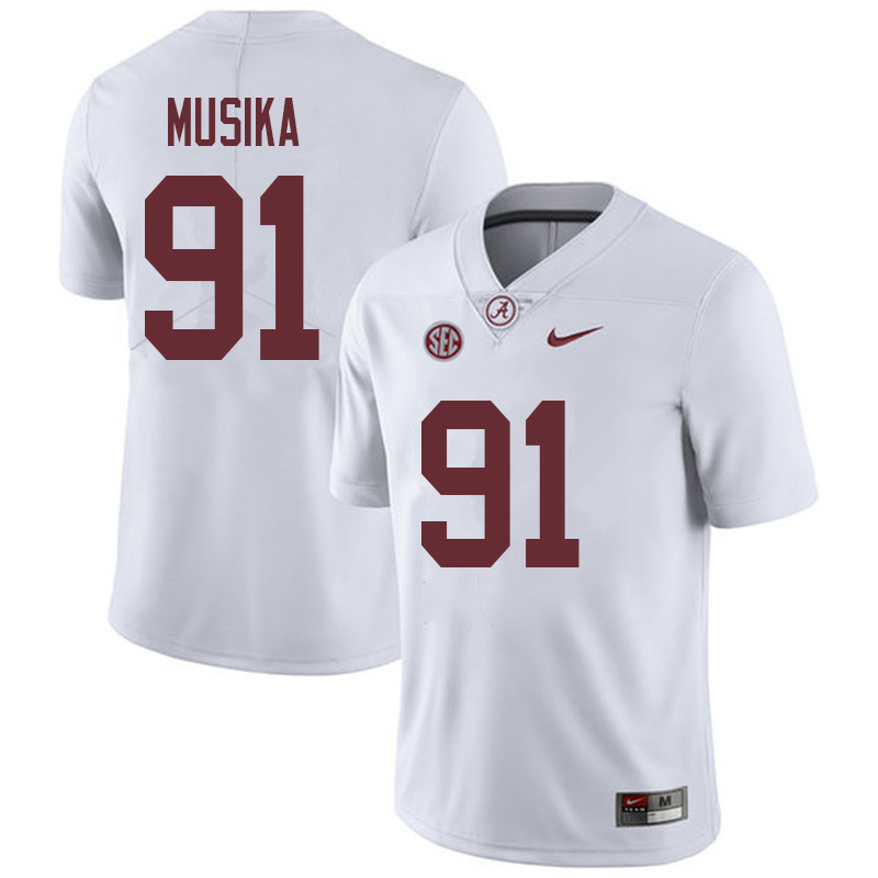 Men #91 Tevita Musika Alabama Crimson Tide College Football Jerseys Sale-White